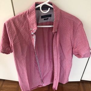 Zara Large Slim Fit Mens Short Sleeve button down